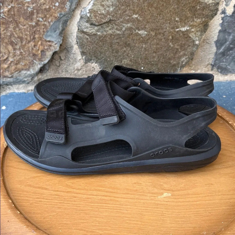 Crocs Black Sport Sandals Adjustable Straps Comfort Size 9 M/ 11 W